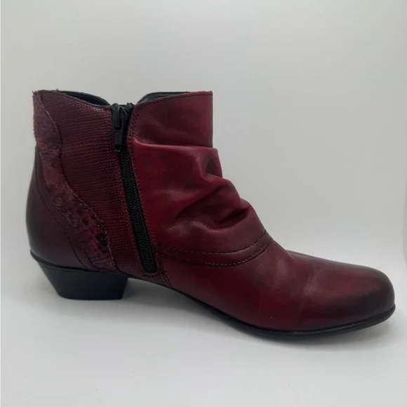 REMONTE Women's Burgundy Ankle Zip Up Boots Size 39 - Picture 11 of 12